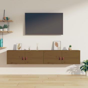 Armarios de pared 2 uds madera de pino 60x30x30 cm Natural