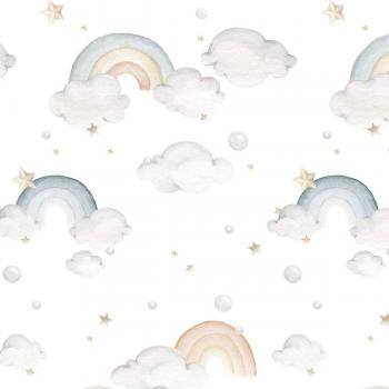 Papier peint enfant arc-en-ciel 50x280cm Blanc