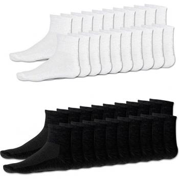 20 Pairs Men's Performance Cotton Socks Size 6-10 White & Black