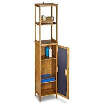 Bambus Badregal mit 5 Ablagen, Relaxdays