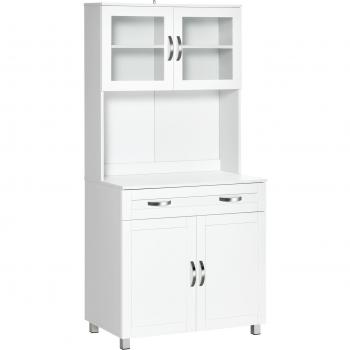 Aparador de Cocina Homcom con Cajón y Estantes Interiores 80x48x170 cm Blanco
