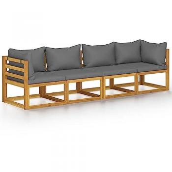 4-Seater Garden Sofa with Cushions Solid Wood Acacia vidaXL