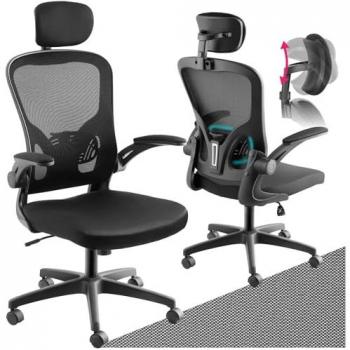 Fauteuil de Travail TECTAKE avec Appuie‑tête et Soutien Lombaire Ajustable