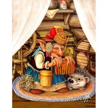 Kit 20×30 cm Sorcière & Hérisson 5D : Peinture Diamant, Perceuse Ronde, Broderie