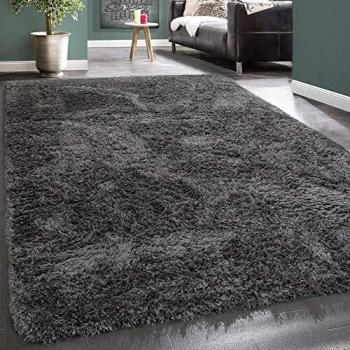 Tappeto Pelo Alto Stile Flokati Antracite 60x90 cm