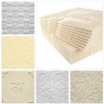 Piastrelle per soffitto in polistirolo EPS 50x50cm, 6 design diversi, confezione da 40 pannelli