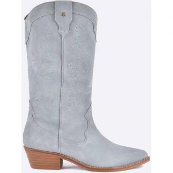 Botas de mujer de piel estilo cowboy en azul claro