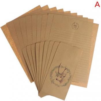 Vintage Elk Kraft Letter Paper and Envelope Set (20pcs)