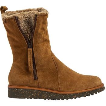 Botas de piel a la moda N5633 toffee, plano y casual