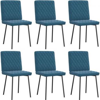 Set di Sedie da Pranzo 6 Blu Velluto – vidaXL