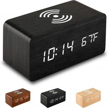 Universal LED Alarm Clock with Wireless Charging Capability