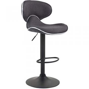 Tabouret moderne avec cadre noir et siège en tissu gris foncé
