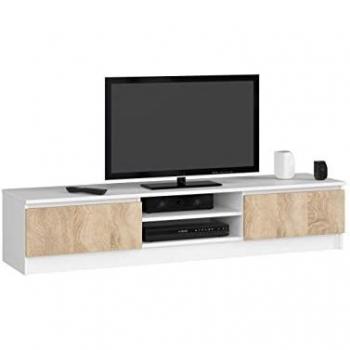 Mueble de TV Akord Blanco 160 cm 2 Puertas Grafito Gris