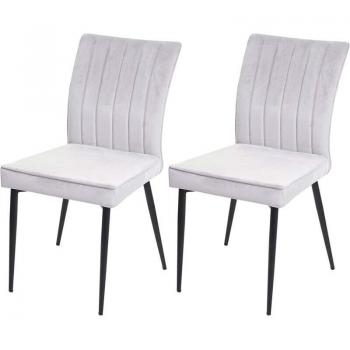 Ensemble de 2 chaises élégantes en velours gris clair