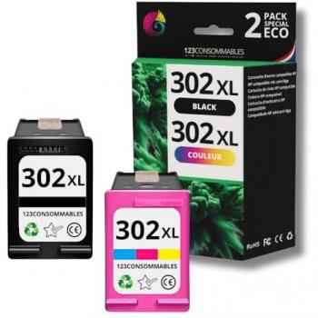 Pack de 2 cartouches d'encre compatibles HP 302 XL noir et couleur