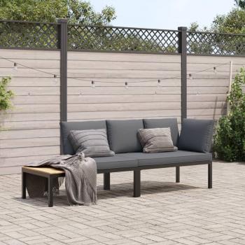 Sofás de jardín con cojines 2 piezas aluminio negro