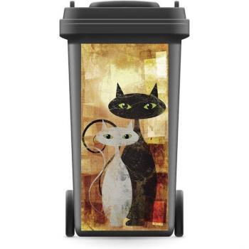 Black and White Cat Trash Bin Decal