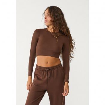 Stradivarius Blouse Marrone M a Manica Lunga