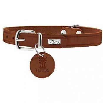 Collier en cuir Hunter Aalborg, cognac, taille XS-S, circonférence 28-33 cm