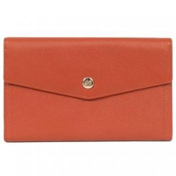 Compagnon de voyage en cuir orange femme avec protection RFID