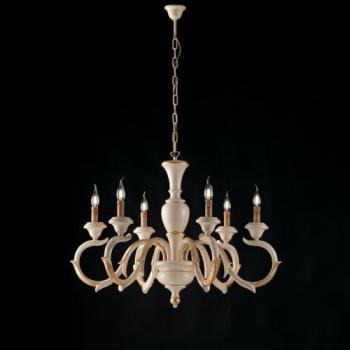 Lustre 6 Lumières Fiorenza Ivoire et Feuille d'Or