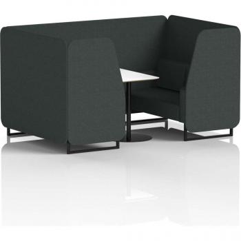 Black‑Legged Brixworth 4‑Seater Office Booth, Charcoal Panels, Rivet Finish