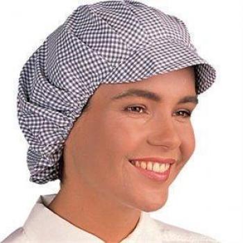 Azure‑Ivory Fluted Check Hat