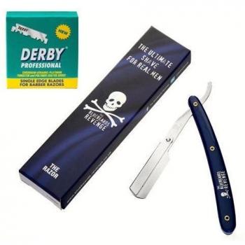 The Bluebeards Revenge Shavette Razor with Blue Handle and Logo