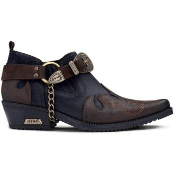 Navy Metal Infinity Cuir Homme