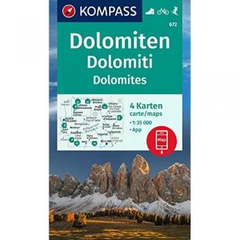 KOMPASS Wanderkarten-Set 672 Dolomiten, Dolomiti, Dolomites (4 Karten) 1:35.000: inklusive Karte zur offline Verwendung in der KOMPASS-App. Fahrradfahren. Skitouren
