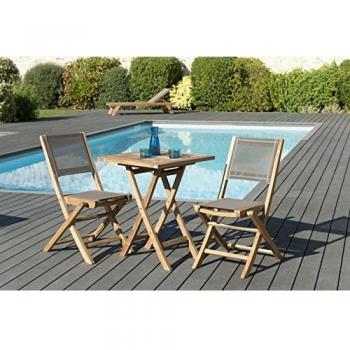 Table et Chaises Pliantes Teck Taupe