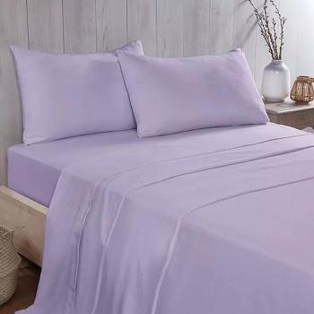 Lilac King Size Flannelette Fitted Sheet