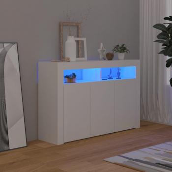 Buffet moderne avec lumières LED Blanc 115,5x30x75 cm