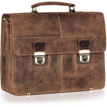 Trousse de Documents Vintage XL, Cuir Marron – Greenburry TA0710‑25