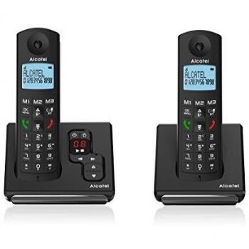 Alcatel F690 – Téléphone sans fil DECT noir, répondeur, 3 mémoires directes, grand écran rétroéclairé