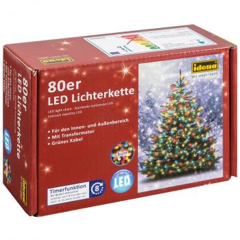 Idena Lichterkette 80 LED, 15,9 m, mit Timer, für Deko und Feiern