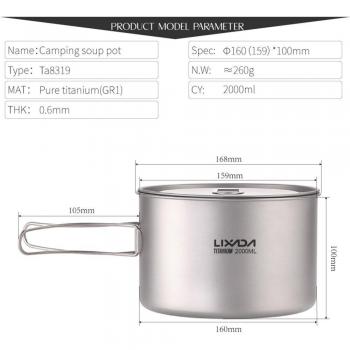 Cocina Lixada Titanio 2L portátil