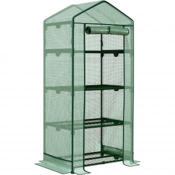 Serra da Giardino con 4 Ripiani, Acciaio e Copertura in PE, 69x49x158cm