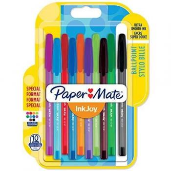 Stylo à bille Paper Mate InkJoy 100 CAP | pointe moyenne 1 mm | couleurs originales | pack de 8+2