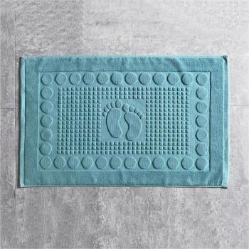 White and Blue Cotton Bath Mat
