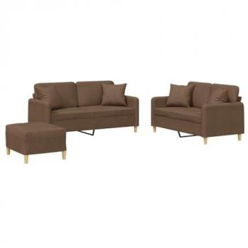 VidaXL 3-teiliges Sofa mit Kissen in Braun