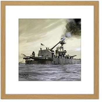 Light Oak: HMS Lord Clive Shelling – 8‑inch Square Art Print