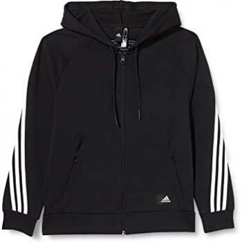 Felpa donna adidas W Fi 3S FZ Reg nero con cappuccio XS