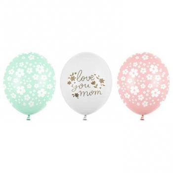 Balóny 30 cm latexové „Love You Mom“ – set