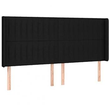 Testiera a LED Nera 183x16x118/128 cm in Tessuto cod mxl 52010