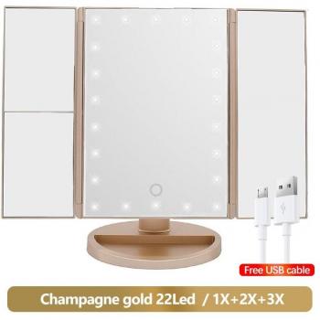 Miroir de Bureau LED avec Grossissement 1X à 10X, Écran Tactile et Éclairage Ajustable