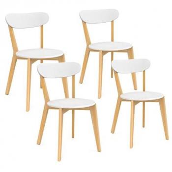 Freja Set 4 Sedie – Bianco & Legno