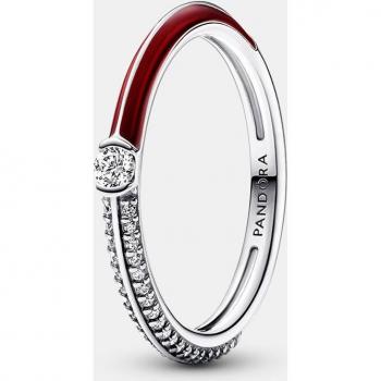Anillo Dual Rojo y Pavé de Pandora ME