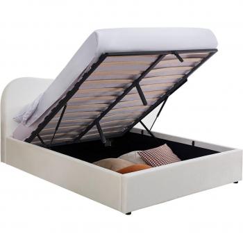 Lit coffre 140x190 cm – Tête arrondie velours Beige