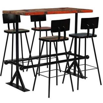 Conjunto de bar 5 piezas multicolor de madera reciclada